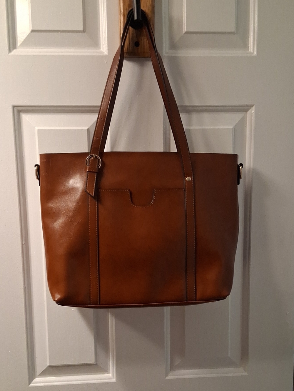 KATTEE Brown Leather Messenger Tote Bag - Classic Everyday Carry